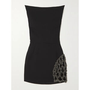 Maticevski Reveal Black Polyester Embellished Stretch-Crepe Mini Dress Size 4 /